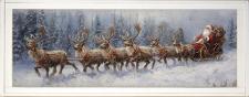 10x24 Horizontal Framed Santa riding Sleigh 4 Art Work