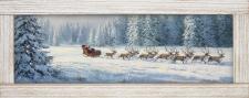 10x24 Horizontal Framed Santa riding Sleigh 5 Art Work