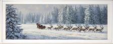10x24 Horizontal Framed Santa riding Sleigh 5 Art Work