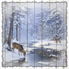 15x15 Slat Sign Deer Woods