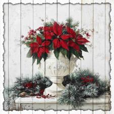 15x15 Slat Sign Poinsettia 2