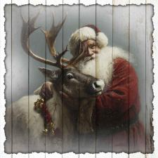 15x15 Slat Sign Santa Hug 1