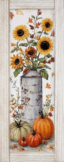 10x24 Framed Fall Floral Wall Sign
