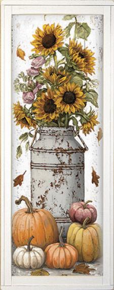 10x24 Framed Fall Floral Wall Sign
