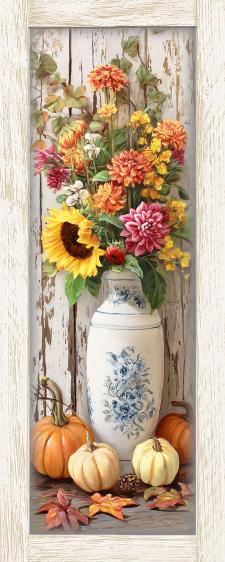 10x24 Framed Fall Floral Wall Sign