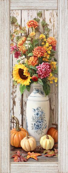 10x24 Framed Fall Floral Wall Sign