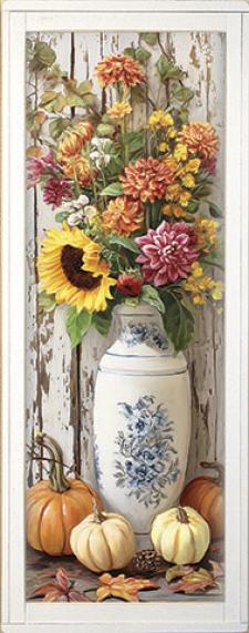 10x24 Framed Fall Floral Wall Sign