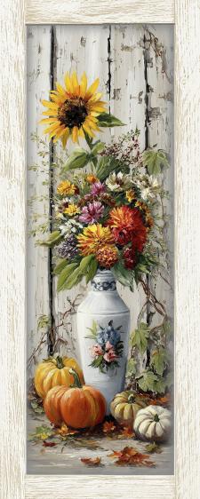 10x24 Framed Fall Floral Wall Sign