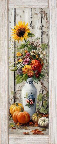 10x24 Framed Fall Floral Wall Sign