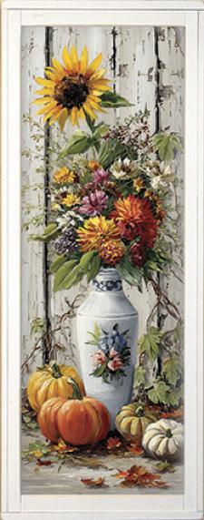 10x24 Framed Fall Floral Wall Sign