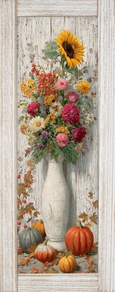 10x24 Framed Fall Floral Wall Sign