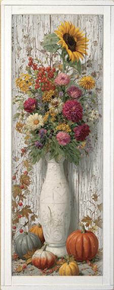10x24 Framed Fall Floral Wall Sign