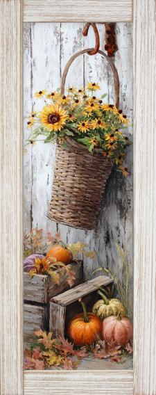 10x24 Framed Fall Floral Wall Sign