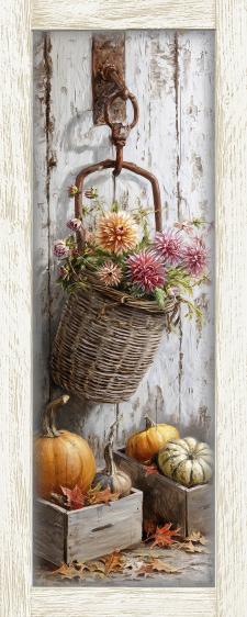 10x24 Framed Fall Floral Wall Sign