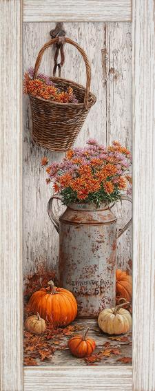 10x24 Framed Fall Floral Wall Sign