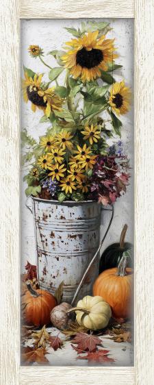 10x24 Framed Fall Floral Wall Sign