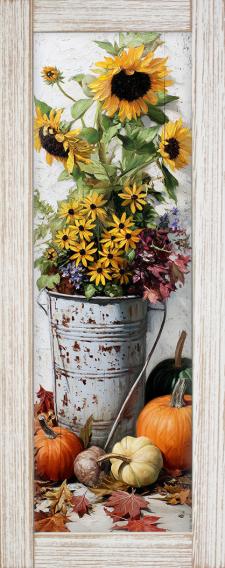 10x24 Framed Fall Floral Wall Sign