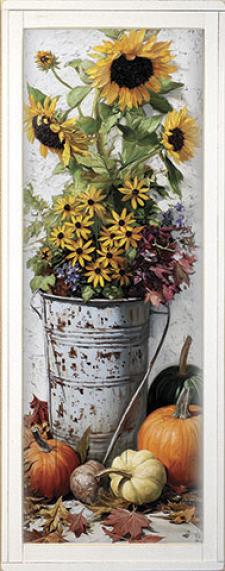 10x24 Framed Fall Floral Wall Sign