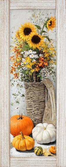 10x24 Framed Fall Floral Wall Sign