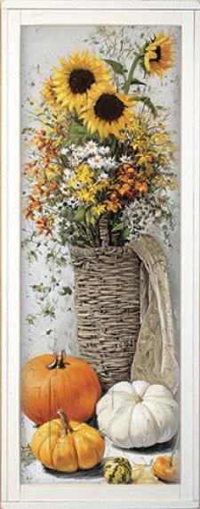 10x24 Framed Fall Floral Wall Sign