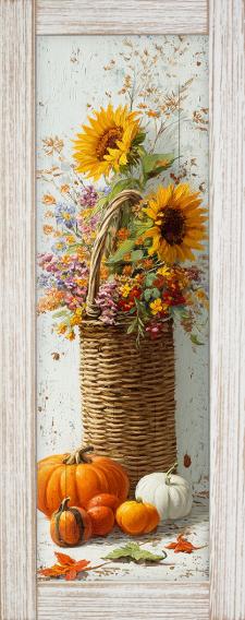 10x24 Framed Fall Floral Wall Sign