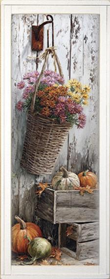 10x24 Framed Fall Floral Wall Sign