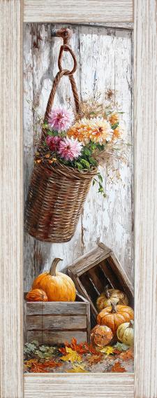 10x24 Framed Fall Floral Wall Sign