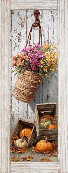 10x24 Framed Fall Floral Wall Sign