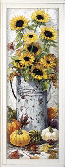 10x24 Framed Fall Floral Wall Sign