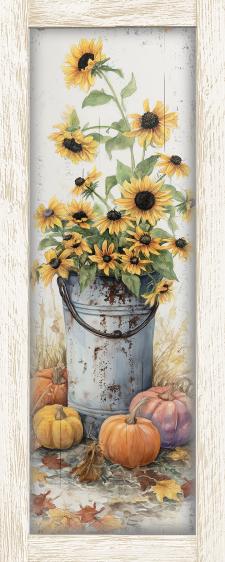 10x24 Framed Fall Floral Wall Sign