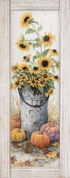 10x24 Framed Fall Floral Wall Sign