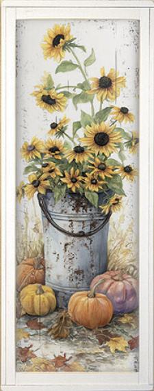 10x24 Framed Fall Floral Wall Sign
