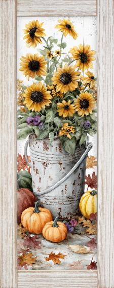 10x24 Framed Fall Floral Wall Sign