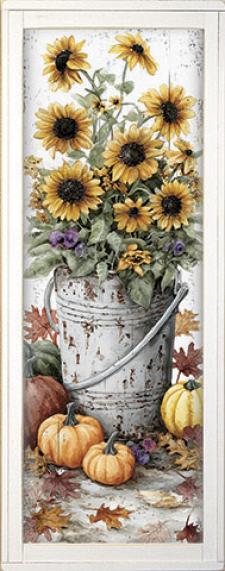 10x24 Framed Fall Floral Wall Sign