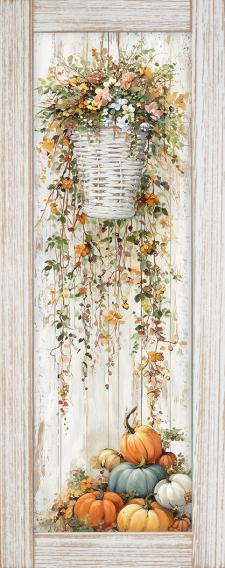 10x24 Framed Fall Floral Wall Sign