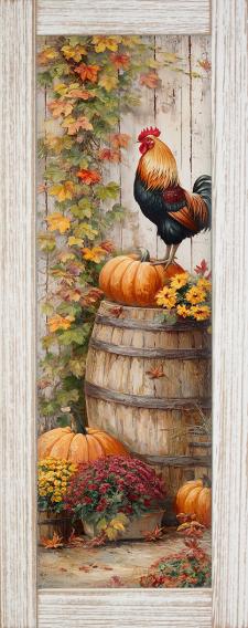 10x24 Framed Rooster Wall Sign