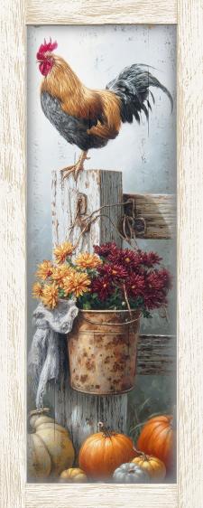 10x24 Framed Rooster Wall Sign