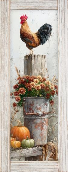 10x24 Framed Rooster Wall Sign