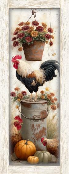 10x24 Framed Rooster Wall Sign