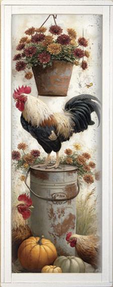 10x24 Framed Rooster Wall Sign