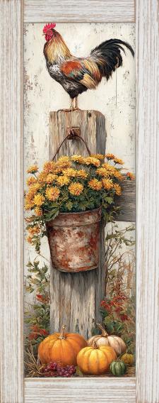 10x24 Framed Rooster Wall Sign