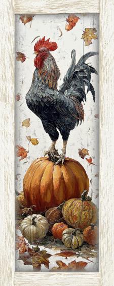 10x24 Framed Rooster Wall Sign