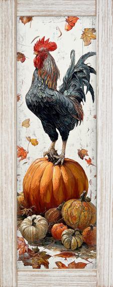 10x24 Framed Rooster Wall Sign