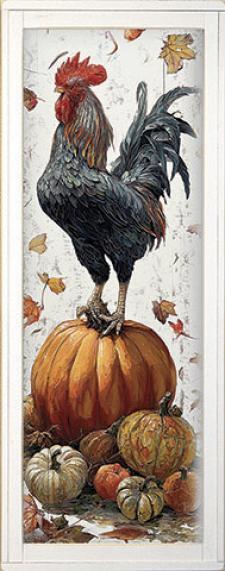 10x24 Framed Rooster Wall Sign