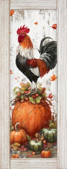 10x24 Framed Rooster Wall Sign
