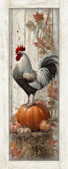 10x24 Framed Rooster Wall Sign