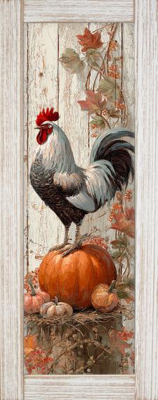 10x24 Framed Rooster Wall Sign