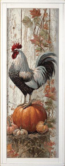 10x24 Framed Rooster Wall Sign