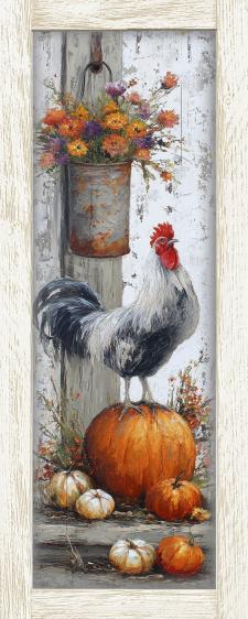10x24 Framed Rooster Wall Sign