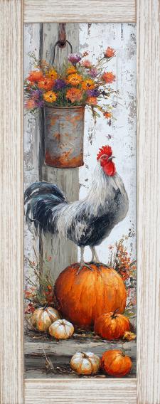10x24 Framed Rooster Wall Sign